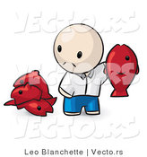 Vector of Cartoon Guy Holding up a Red Fish by Leo Blanchette