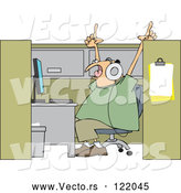 Vector of Cartoon Guy Singing and Listening to Music in His Office Cubicle by Djart