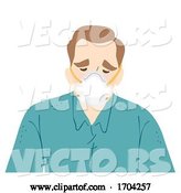 Vector of Cartoon Guy Wear N95 Face Mask Sad Illustration by BNP Design Studio