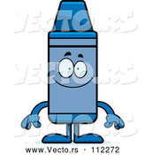 Vector of Cartoon Happy Blue Crayon Character Smiling by Cory Thoman
