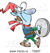 Vector of Cartoon Happy Christmas Elf Playing Cymbals by Toonaday
