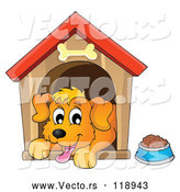 Vector of Cartoon Happy Dog Panting in a House by Visekart