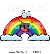 Vector of Cartoon Happy Rainbow with Two Clouds by Cory Thoman