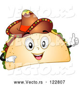 Vector of Cartoon Happy Taco Mascot Holding a Thumb up and Wearing a Sombrero by BNP Design Studio
