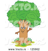 Vector of Cartoon Happy Waving Tree by Visekart