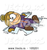 Vector of Cartoon Happy White Boy Making a Snow Angel by Toonaday