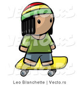 Vector of Cartoon Jamaican Boy Skateboarding by Leo Blanchette