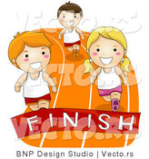 Vector of Cartoon Kids Racing to a Finish Line on a Track by BNP Design Studio