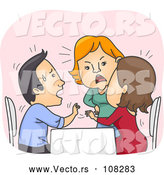 Vector of Cartoon Lady Confronting Her Cheating Boyfriend and Another Lady at a Restaurant by BNP Design Studio