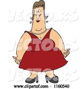 Vector of Cartoon Lady with Fat Arms, Wearing a Red Dress by Djart