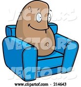 Vector of Cartoon Lazy Couch Potato on a Blue Chair by Cory Thoman