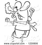 Vector of Cartoon Line Art Happy Businessman Jumping by Toonaday