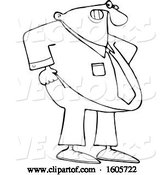 Vector of Cartoon Lineart Chubby Black Businessman Pulling up His Pants by Djart