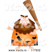 Vector of Cartoon Mad Caveman Holding up a Club by Cory Thoman