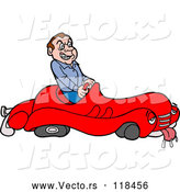 Vector of Cartoon Mad Male Driver in a Sick Broken down Car by LaffToon