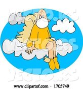 Vector of Cartoon Male Angel Sitting on a Cloud and Wearing a Mask by Djart