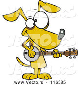 Vector of Cartoon Musician Dog Playing a Banjo by Toonaday