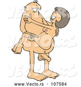 Vector of Cartoon Naked White Guy Carrying a Lady by Djart