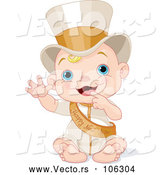 Vector of Cartoon New Year Baby Wearing a Sash and Top Hat by Pushkin