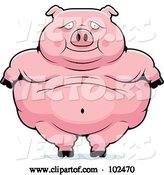 Vector of Cartoon Obese Pig Standing by Cory Thoman