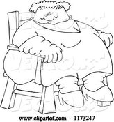Vector of Cartoon Outlined Circus Freak Fat Lady Sitting in a Chair by Djart