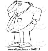 Vector of Cartoon Overweight Business Man Trying to Pull His Pants up over His Belly by Djart