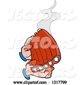 Vector of Cartoon Pair of Hands Holding Hot Saucy Bbq Ribs by LaffToon