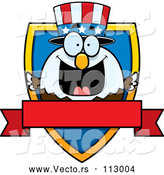 Vector of Cartoon Patriotic American Blad Eagle Shield and Blank Banner by Cory Thoman