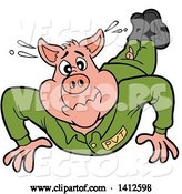 Vector of Cartoon Pig Soldier Doing Pushups by LaffToon