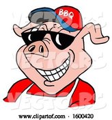 Vector of Cartoon Pig Wearing a Bbq Hat and Sunglasses by LaffToon