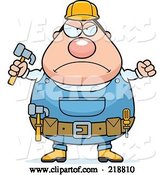 Vector of Cartoon Plump Builder Guy with a Fist and Hammer by Cory Thoman