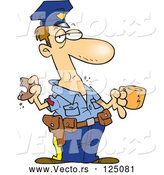 Vector of Cartoon Police Guy Eating a Donut by Toonaday