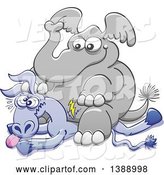 Vector of Cartoon Political Republican Elephant Sitting on a Democratic Donkey by Zooco