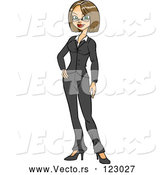 Vector of Cartoon Proud Professional Businesswoman Posing by Cartoon Solutions