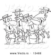 Vector of Cartoon Quartet of Singing Men - Coloring Page Outline by Toonaday