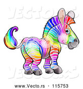 Vector of Cartoon Rainbow Striped Zebra by AtStockIllustration