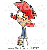 Vector of Cartoon Red Haired Girl Sitting and Posing for a School Photo by Toonaday