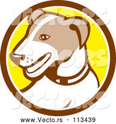 Vector of Cartoon Retro Jack Russell Terrier Dog in a Brown White and Yellow Circle by Patrimonio