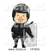 Vector of Cartoon Riot Officer in Full Gear by BNP Design Studio