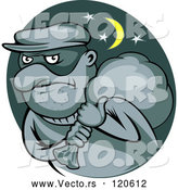 Vector of Cartoon Robber Carrying a Bag on His Shoulder by Vector Tradition SM