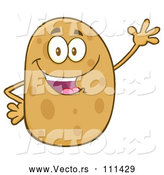 Vector of Cartoon Russet Potato Character Waving by Hit Toon