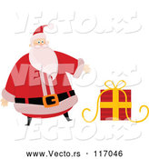 Vector of Cartoon Santa Claus Presenting a Gift by Lineartestpilot