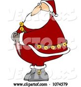 Vector of Cartoon Santa Trying to Zip up His Suit by Djart