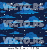 Vector of Cartoon Seamless Night Sky with Sparkling Stars and Clouds by Visekart