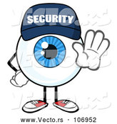 Vector of Cartoon Security Guard Eyeball Character Mascot Gesturing Stop by Hit Toon