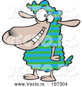 Vector of Cartoon Sheep with Striped Wool by Toonaday
