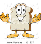 Vector of Cartoon Slice of White Bread Food Mascot Character with His Arms Open by Mascot Junction