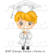 Vector of Cartoon Smiling Graduate Boy Holding a Diploma by BNP Design Studio