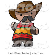 Vector of Cartoon Spanish Guy Wearing Cowboy Hat and Moustache by Leo Blanchette