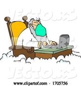 Vector of Cartoon St Peter Wearing a Mask and Working on a Laptop by Djart